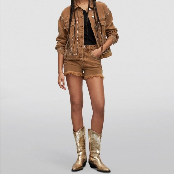 ALLSAINTS Heidi studded frayed shorts - Picture 3 of 9